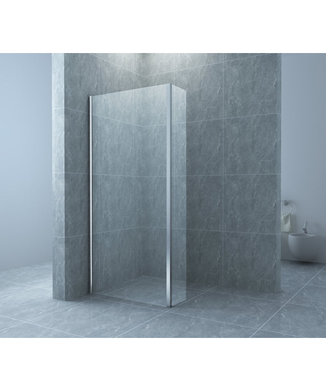 Xellanz Eco zijwand met hoekprofiel 30 x 200 cm helder glas chroom - sfeerfoto | Schwertz & Co
