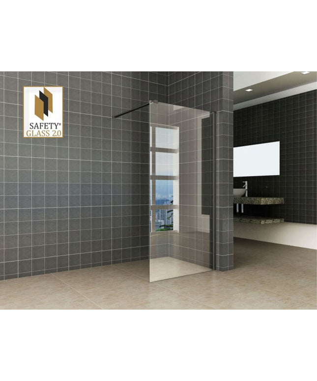 Wiesbaden Graffic inloopdouche 90 cm helder glas mat zwart | Schwertz & Co