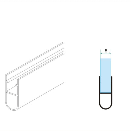 Xellanz waterkering type 1 verticaal 200 x 0,5 cm transparant - technische tekening | Schwertz & Co