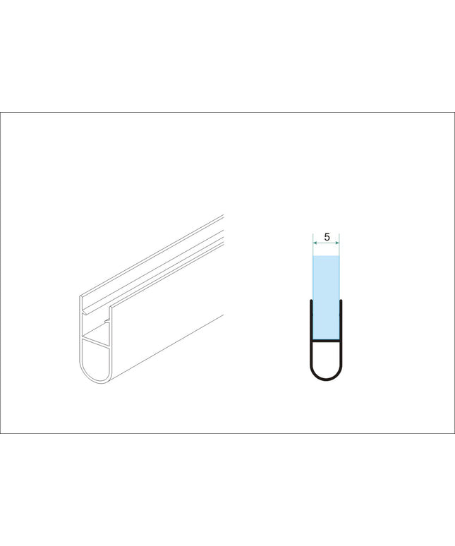 Xellanz joint d'étanchéité type 1 vertical 200 x 0,5 cm transparent - dessin technique | Schwertz & Co
