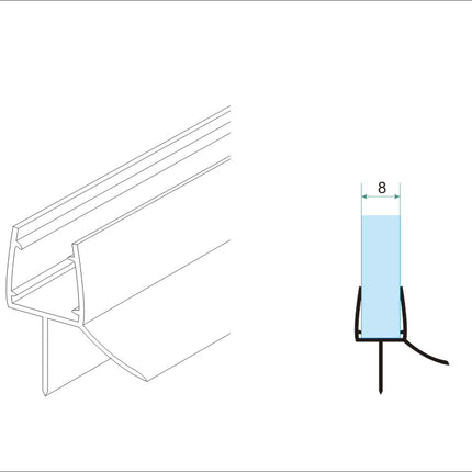 Xellanz waterkering rubber 200 x 0,8 cm transparant - technische tekening | Schwertz & Co