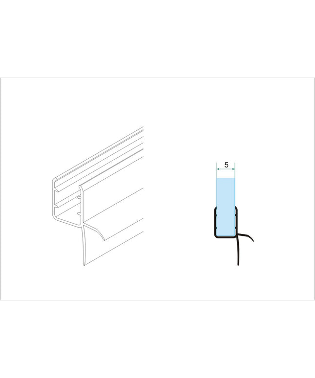 Xellanz joint d'étanchéité type 2 horizontal 200 x 0,5 cm transparent - dessin technique | Schwertz & Co