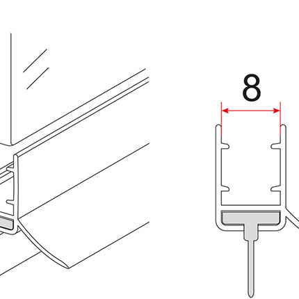 Xellanz waterkering rubber 200 x 0,8 cm mat zwart - technische tekening | Schwertz & Co