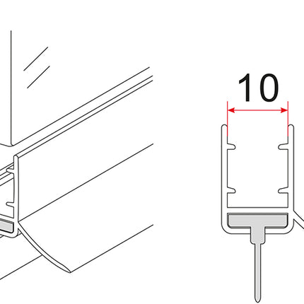 Xellanz waterkering rubber 200 x 1 cm mat zwart - technische tekening | Schwertz & Co