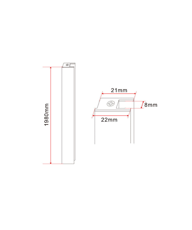 Wiesbaden set joints magnétiques cabine de douche quart de rond chromé - dessin technique | Schwertz & Co