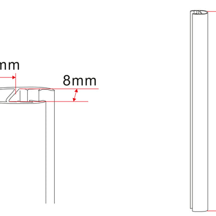 Xellanz deurstrip bolprofiel 8 x 2000 mm transparant - technische tekening | Schwertz & Co