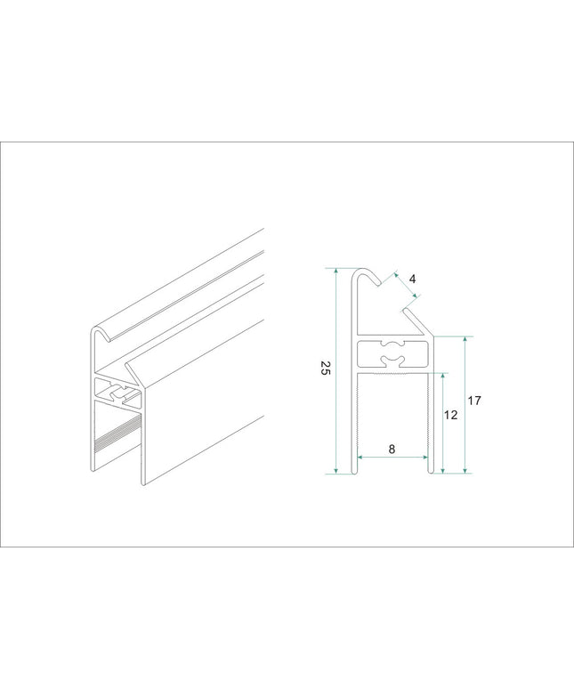 Xellanz set de joints magnétiques cabine quart de rond chromé - dessin technique | Schwertz & Co