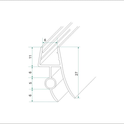 Xellanz kunststof waterkering 8 x 800 mm transparant - technische tekening | Schwertz & Co