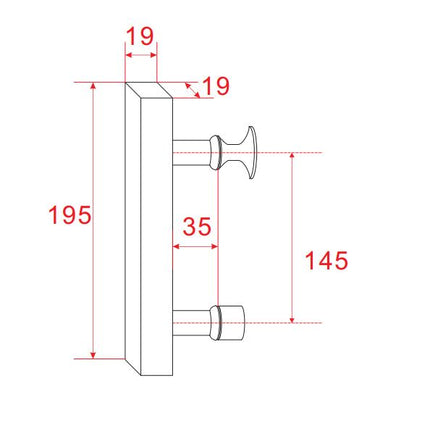 Xellanz deurgreep type 7 vierkant 14,5 cm chroom - technische tekening | Schwertz & Co