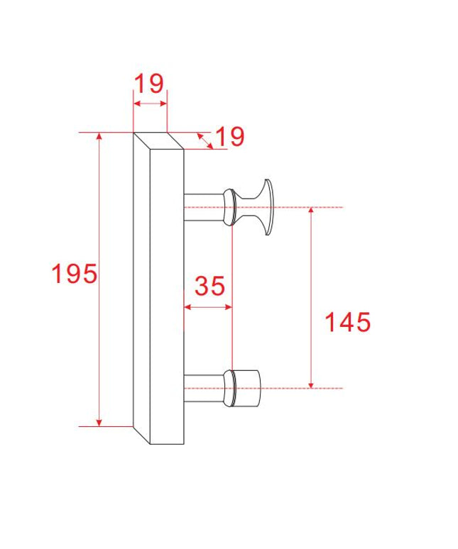 Xellanz poignée de porte type 7 carrée 14,5 cm chromé - dessin technique | Schwertz & Co