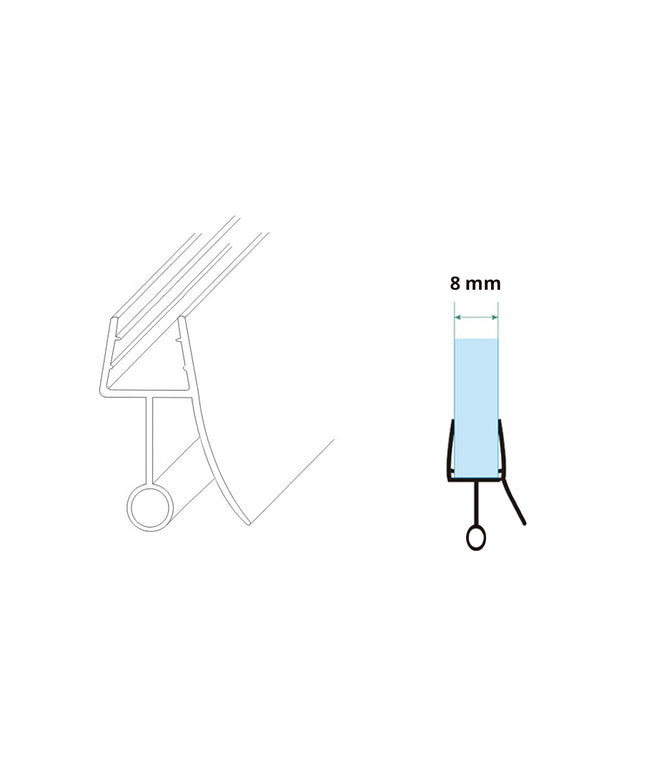 Xellanz joint bas de porte de douche 1/4 de rond 70 cm - dessin technique | Schwertz & Co