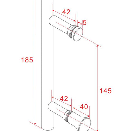 Xellanz deurgreep douchedeur type 3 18,5 cm chroom - technische tekening | Schwertz & Co