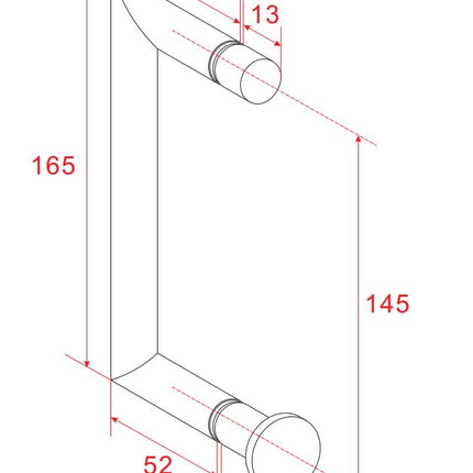 Xellanz deurgreep douchedeur type 4 16,5 cm chroom - technische tekening | Schwertz & Co