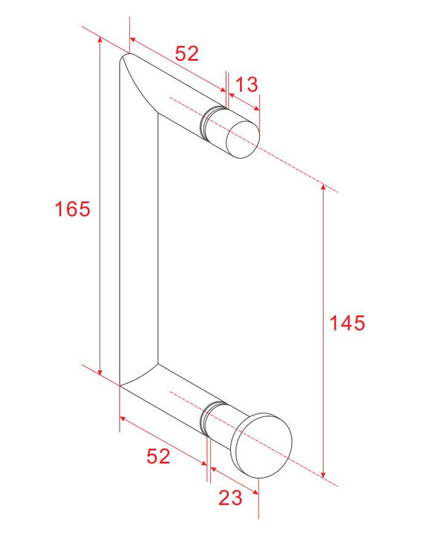 Xellanz poignée de porte de douche type 4 16,5 cm chromé - dessin technique | Schwertz & Co