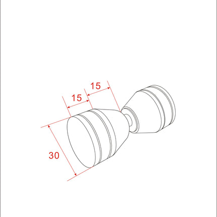 Xellanz deurknop douchedeur type 2 chroom - technische tekening | Schwertz & Co