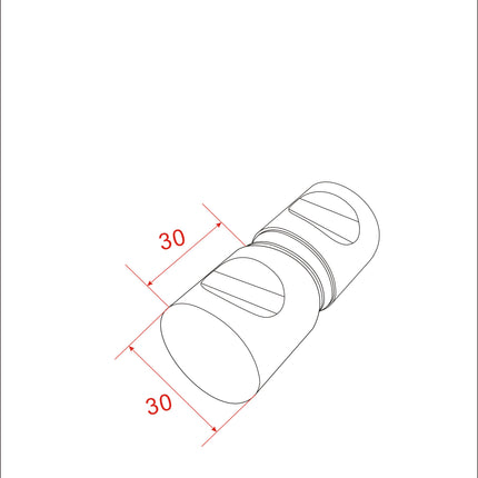 Xellanz deurknop douchedeur type 4 chroom - technische tekening | Schwertz & Co