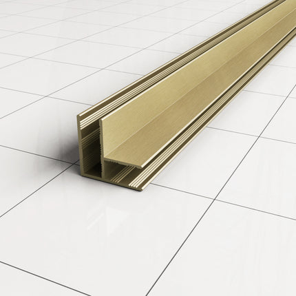 Wiesbaden Slim hoekprofiel douchewand 200 cm geborsteld messing | Schwertz & Co