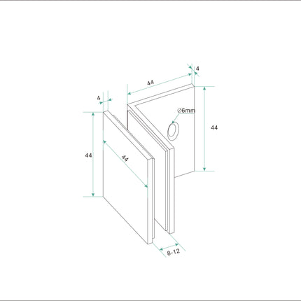 Wiesbaden Less glaskoppelingset inloopdouche mat zwart - technische tekening | Schwertz & Co