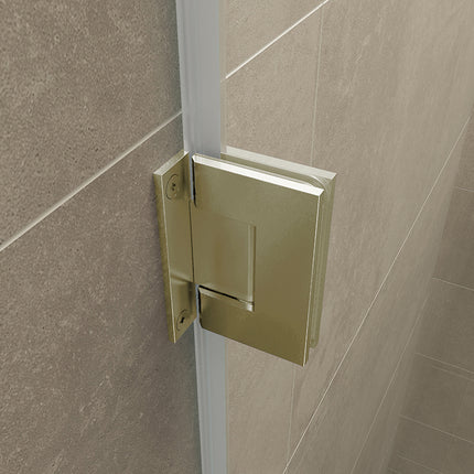 Wiesbaden Less scharnierset met greep geborsteld messing - detailfoto | Schwertz & Co