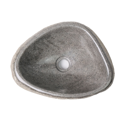 Ronde Waskom van Natuurlijke Riviersteen – 30-35x15x1,5 cm – Grijs