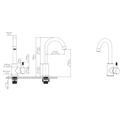 STRIA wastafelkraan – gebogen draaibare uitloop – gunmetal (PVD)