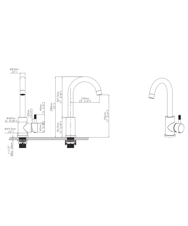 STRIA wastafelkraan – gebogen draaibare uitloop – gunmetal (PVD)