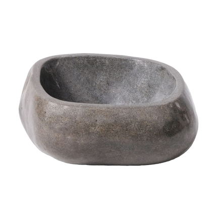 Volledig Gepolijste Waskom van Natuurlijke Riviersteen – Zwart – 30-35x15x1,5 cm