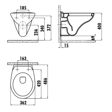 Creavit hangtoilet / ophang WC – wit – met sproeier (bidet)