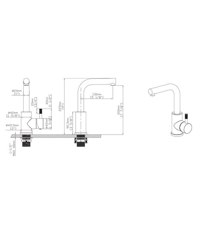 ALONI Stria wastafel/keukenkraan – mat zwart (PVD)
