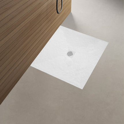 Wiesbaden Stonea douchebak 90 x 90 cm composiet mat wit - detailfoto | Schwertz & Co