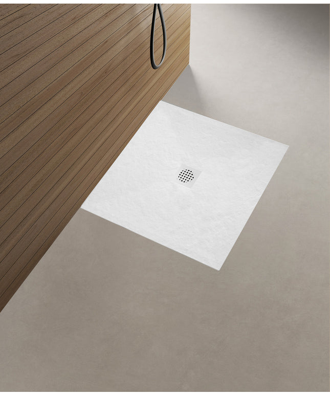 Wiesbaden Stonea douchebak 90 x 90 cm composiet mat wit - detailfoto | Schwertz & Co