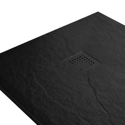Wiesbaden Stonea douchebak 80 x 90 cm composiet mat zwart - detailfoto antislip | Schwertz & Co