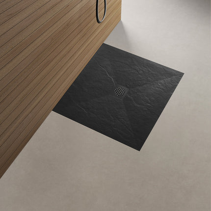Wiesbaden Stonea douchebak 90 x 90 cm composiet mat zwart - detailfoto | Schwertz & Co
