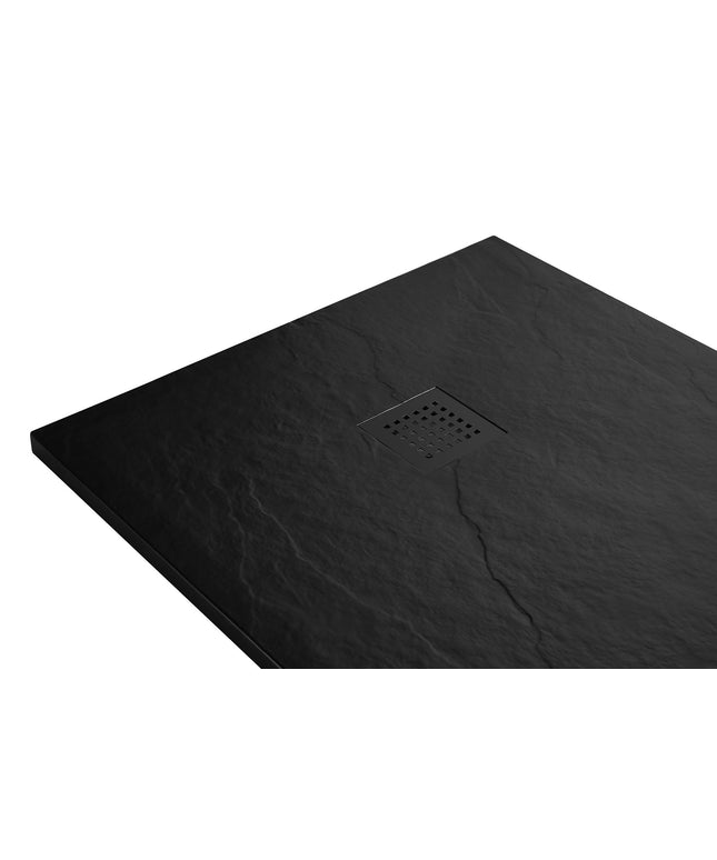 Wiesbaden Stonea douchebak 90 x 120 cm mat zwart - sfeerfoto | Schwertz & Co