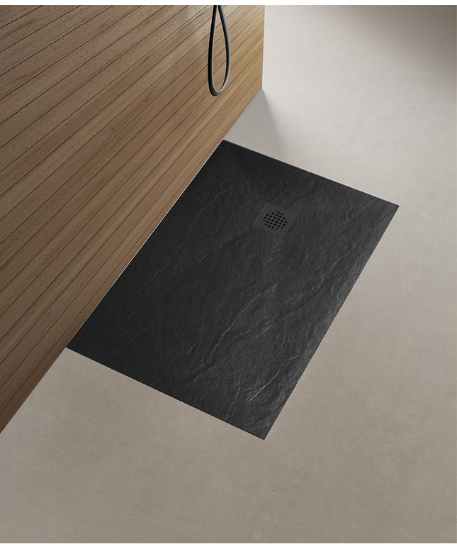 Wiesbaden Stonea douchebak composiet 90 x 160 cm mat zwart - detailfoto antisliplaag | Schwertz & Co