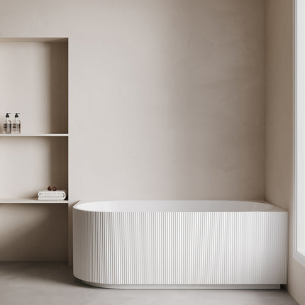 Wiesbaden Rivi hoekbad rechts 170 x 80 cm mat wit - detailfoto waste | Schwertz & Co