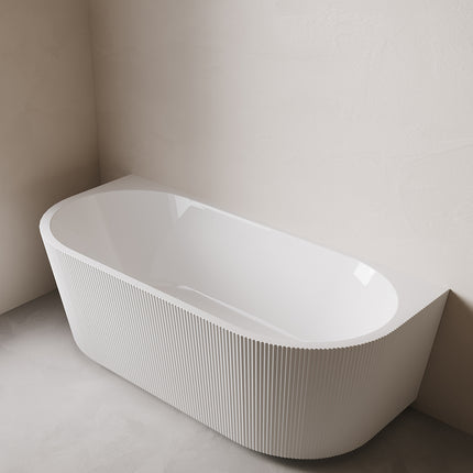 Wiesbaden Rivi half vrijstaand ligbad 170 x 80 cm glans wit - detailfoto waste | Schwertz & Co