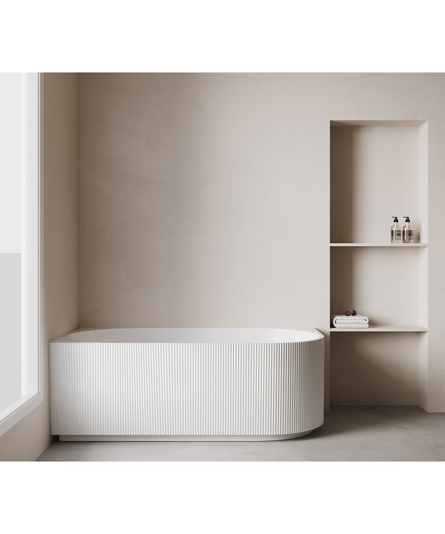 Wiesbaden Rivi hoekbad links 180 x 80 cm glans wit - detailfoto waste | Schwertz & Co