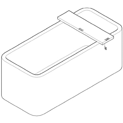Wiesbaden OAK badplanchet strak 80 x 20 cm - technische tekening | Schwertz & Co
