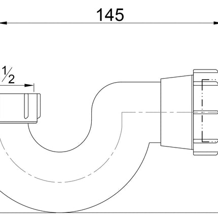 Wiesbaden sifon voor vrijstaand bad 1 1/2 x 40 mm - technische tekening | Schwertz & Co