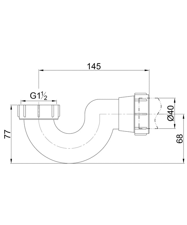 Wiesbaden siphon pour baignoire îlot 1 1/2 x 40 mm - dessin technique | Schwertz & Co