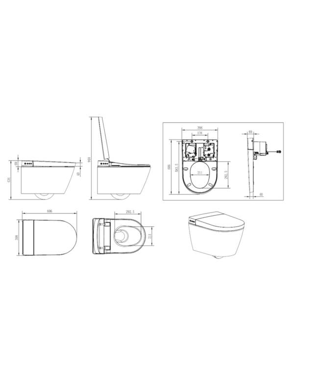 Creavit WQ Smart Toilet – douche-wc met afstandsbediening – wit – inclusief wc-zitting