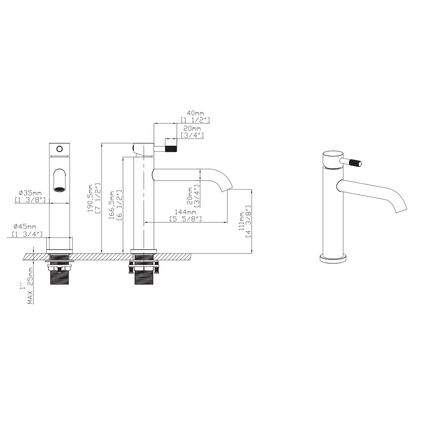 Aloni Stria Washbasin tap - Chrome