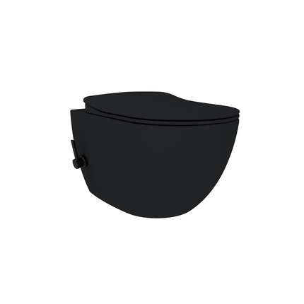 Creavit Rimoff hangtoilet / ophang WC met bidet – mat zwart – warm/koud water