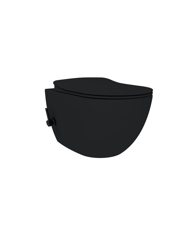 Creavit Rimoff hangtoilet / ophang WC met bidet – mat zwart – warm/koud water