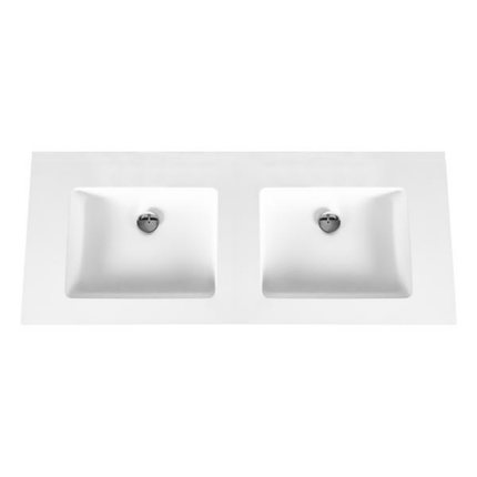 ALONI Solid Surface Dubbele Wastafel – Zonder Kraangat – 120 cm – Wit