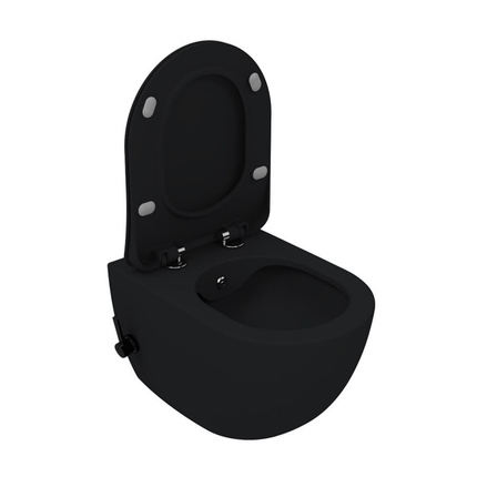 Creavit Rimoff hangtoilet / ophang WC met bidet – mat zwart – warm/koud water