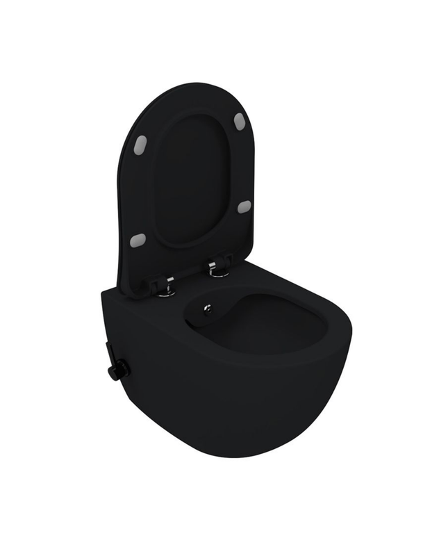 Creavit Rimoff hangtoilet / ophang WC met bidet – mat zwart – warm/koud water