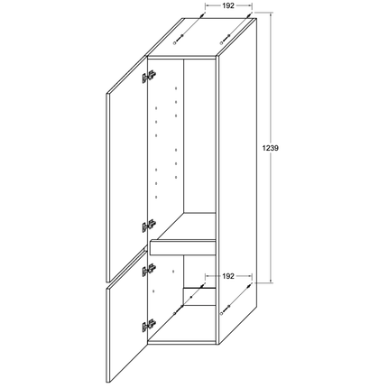 Aloni Ela High Bathroom Cabinet - 35x135x35 cm - Wengé - Handleless & Softclose - reversible