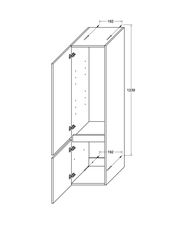 Aloni Ela High Bathroom Cabinet - 35x135x35 cm - Wengé - Handleless & Softclose - reversible